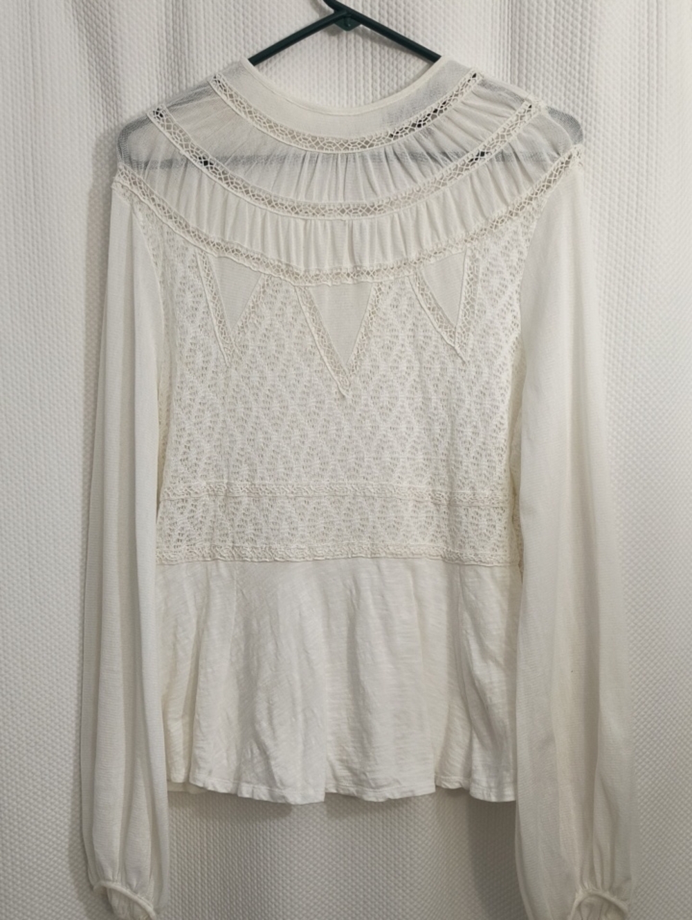 St John's Lace Yoke Long Sleeve Top - White Woman